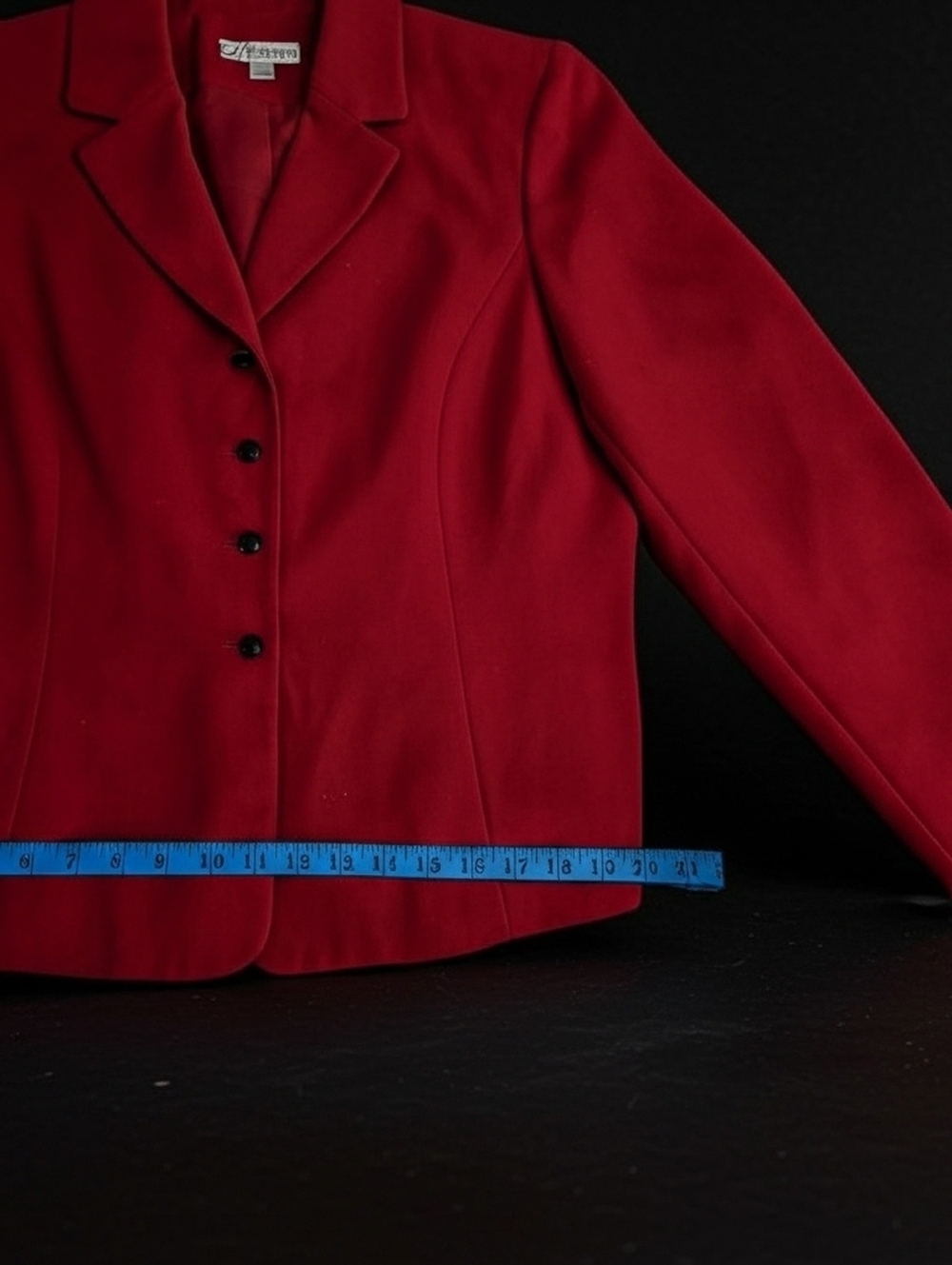 Dress Barn Red Skirt Set - Classic Tailored Jacket & Ruffle Hem Skirt - Picture 7 of 14